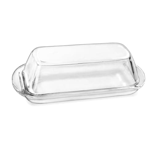 Elegant Glass Butter dish with Lid, Dust-proof and Freshness-preserving Butter Keeper for Countertop, Suitable for Home Kitchens, Restaurants, and Parties, Transparent Design