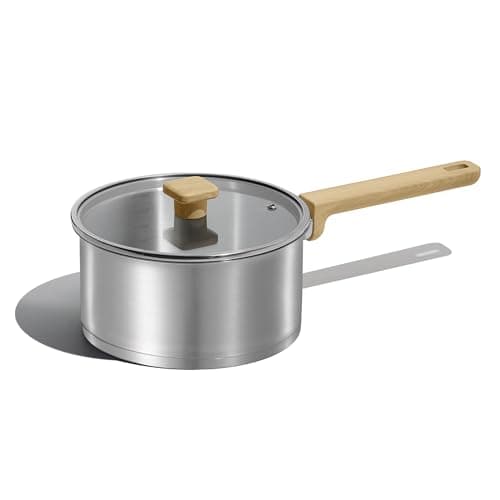 CAROTE 3.5Qt Stainless Steel Sauce Pan Set with Lid, 3-ply Base, Non-Toxic PTFE & PFOA Free Saucepan, Induction Cookware Set, Small Kitchen Pots, Stay-Cool Handles