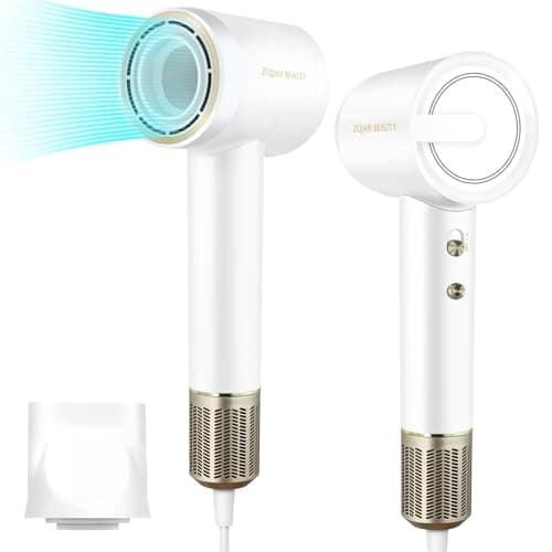 ZQIAN BEAUTY Hair Dryer, 200 Million Negative Ionic Hair Dryer, High-Speed Blow Dryer with 110,000 RPM Brushless Motor, Fast Drying Low Noise Hairdryer with Magnetic Concentrator Nozzle (White)