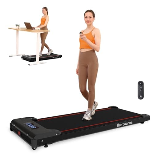 Hartwares Under Desk Treadmill Walking Pad for Home, Quite 2 in 1 Treadmill with Remote Control, Running Jogging Machine with 2.5HP Brushless Motorized, Remote & App Control Compact Design