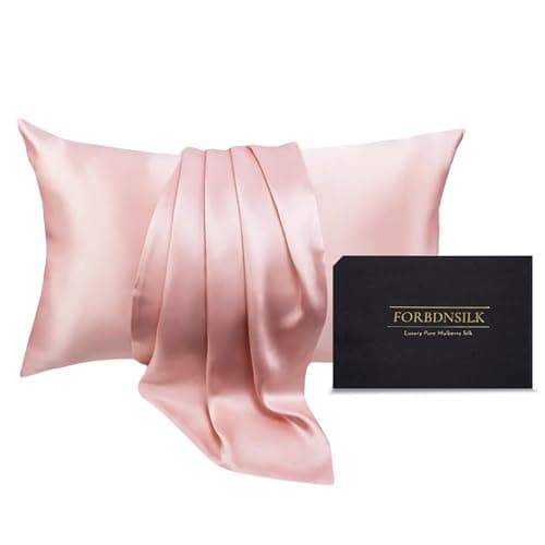 FORBDNSILK 100% Pure Mulberry Silk Pillowcase | Luxury 30 Momme 6a Grade for Ultimate Hair and Skin Care | Hidden Zipper | Mesh Bag Included | (Pink, Standard)