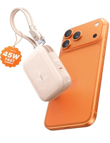 TORRAS EasyGo for iPhone 17 Portable Charger 10000mAh, 45W Ultra-Ice Charging USB-C Power Bank with Dual Built-in Cables, Battery Pack Compatible with iPhone 17/16/15 Pro, Samsung S26 S26+ Ultra
