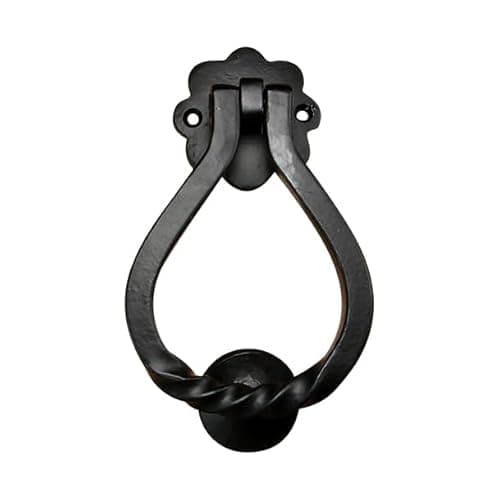 Twisted Iron Door Knocker with Simple, Graceful Style - Black Powder Coat Finish - Sold Individually