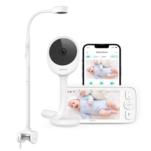 NETVUE Peekababy Baby Camera Monitor Video - Baby Monitor with Camera and Audio, 5" Display, 2-Way Talk, 4 in 1 Bracket Meets The Needs in All Scenarios, Smart Phone App, Cry Detection
