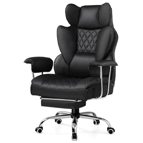 GTPLAYER Gaming Chair,Office Chair with Pocket Spring Lumbar Support, Ergonomic Comfortable Wide Office Desk Computer Chair with Outward Fixed Soft Armrests and Footrest (PU Leather, Black)