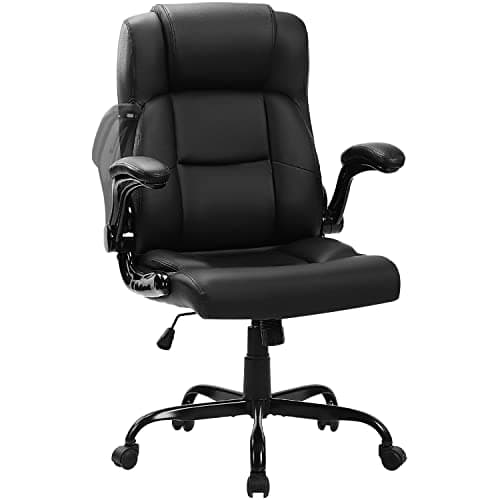 Big & Tall Office Chair 400lbs Capacity - Heavy Duty Leather Executive Chair with Adjustable Lumbar Support, Quiet Rubber Wheels - Ergonomic Design for Large Adults