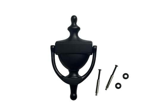 QCAA Solid Brass Door Knocker, 7", Matte Black, Made in Taiwan, 1 Pack