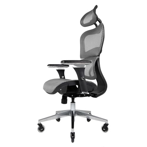 Nouhaus Ergo3D Ergonomic Office Chair Lumbar Support Mesh Office Chair with 4D Adjustable Armrest, Adjustable Headrest and Wheels, Mesh High Back Home Office Desk Chairs (Grey)
