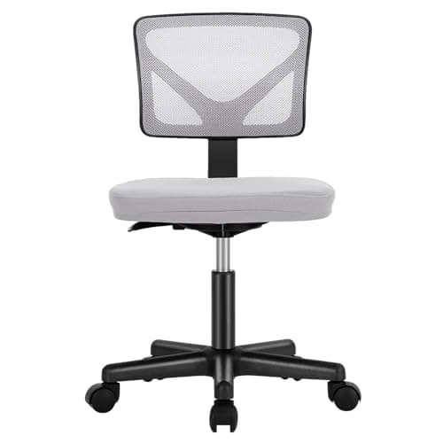 Sweetcrispy Office Computer Desk Chair, Ergonomic Low-Back Mesh Rolling Work Swivel Chairs with Wheels, Armless Comfortable Seat Lumbar Support for Home, Bedroom, Study, Student, Adults, Grey