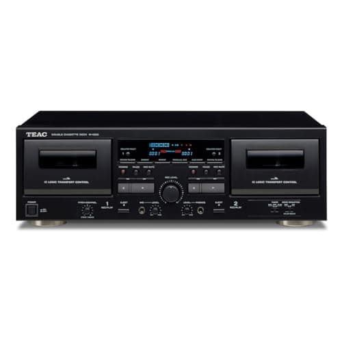TEAC W-1200B Dual Cassette Deck with Recorder with USB Pitch Control Karaoke-Mic-in and Remote