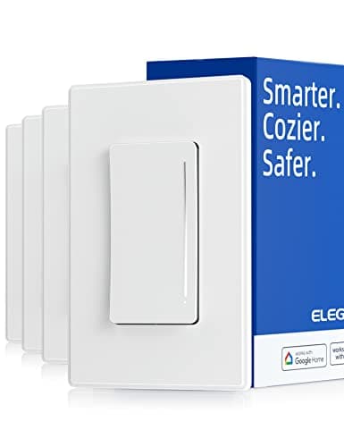 ELEGRP Smart Dimmer Light Switch DTR30, Single Pole or 3 Way, 2.4GHz Wi-Fi Touch Dimmer Compatible with Alexa/Google Assistant, Needs Neutral Wire, No Hub Required, UL Listed, Matte Black, 4 Pack
