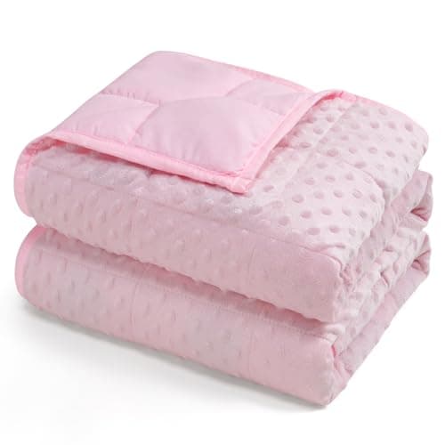 Kivik Weighted Blanket 12 lbs for Adults, Minky Dot Heavy Blankets, Microfiber Reversible Weighted Throw Blankets for All Seasons, Machine Washable, 48"x72" Twin Size, Pink