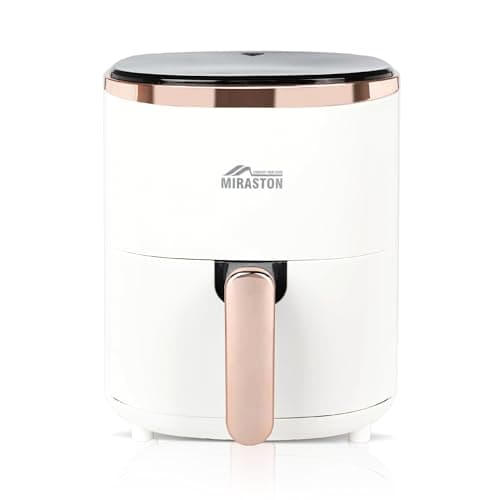 MIRASTON Compact 3.6QT Air Fryer, Round Air Fryers for 1-3 People, with Baking Pan, Digital Display with 9-Presets, Air Fry Snacks, Frozen Food, Reheat Leftovers, for Dorm, Apartment, Cream white