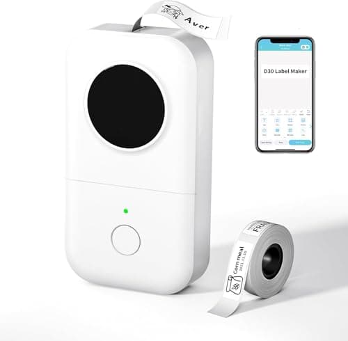Phomemo D30 Label Maker Machine,Bluetooth Portable Label Markers, Essentials, Sticker Printer,Label Printer for School Office Home Organization (USB Rechargeable)-White
