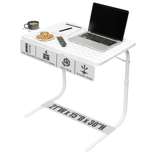Table-Mate TV Tray Table | Portable Desk Folding Dinner Tray, Couch Table Trays for Eating Snack Food, Portable Laptop Desk, Bed Trays for Eating | Adjustable TV Trays with 3 Angles and Cup Holder