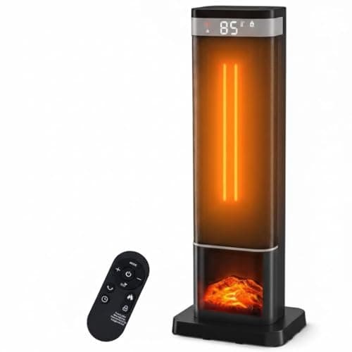 24" Space Heater, 1500W Portable Heaters for Indoor Outdoor Use, Fast Heating with 60° Oscillation, Adjustable Thermostat Up to 99°F, Tip-Over Protection & 12H Timer for Bedroom, Office, Black