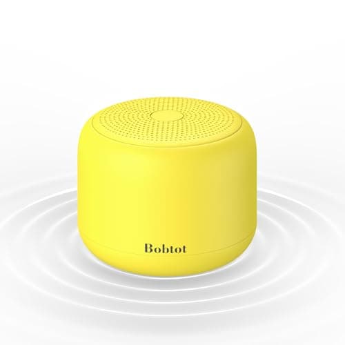 Bobtot Portable Bluetooth Speakers with Strap Easy to Carry, Wireless Waterproof Mini Speaker with Loud Stereo Sound, 20 Hours Playtime, Rechargeable Battery, Built-in Microphone, Yellow