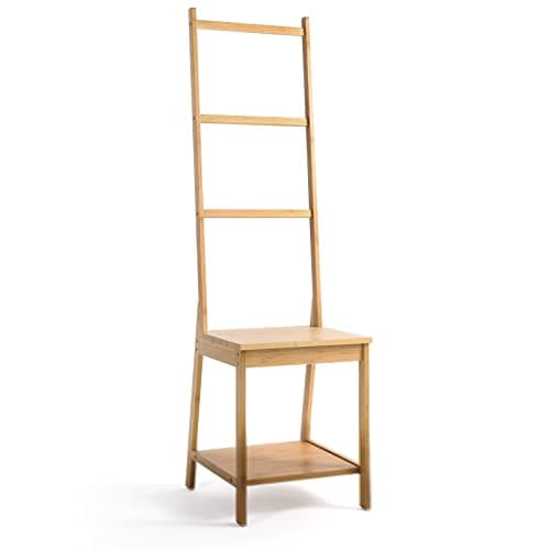 HYNAWIN Bamboo Bath Towel Rack, Multifunctional Bathroom Floor Shelf, Floor Storage Rack, Chair with Towel Rack, for Bathrooms and Bedrooms