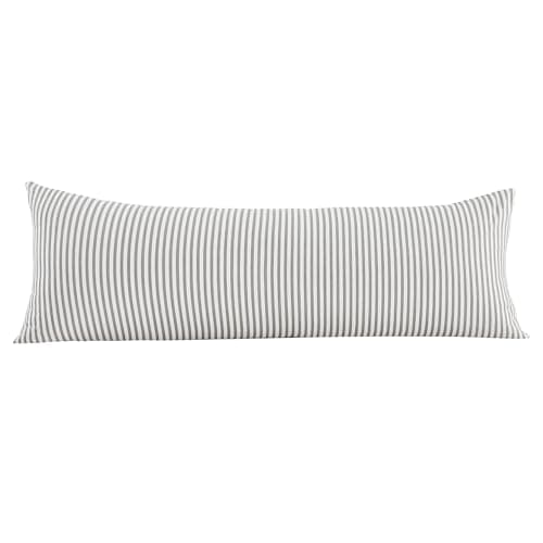 JELLYMONI 100% Natural Cotton Striped Body Pillowcase, 1 Pack White and Grey Vertical Stripes Pattern Printed Pillow Covers with Envelope Closure(Pillows are not Included)