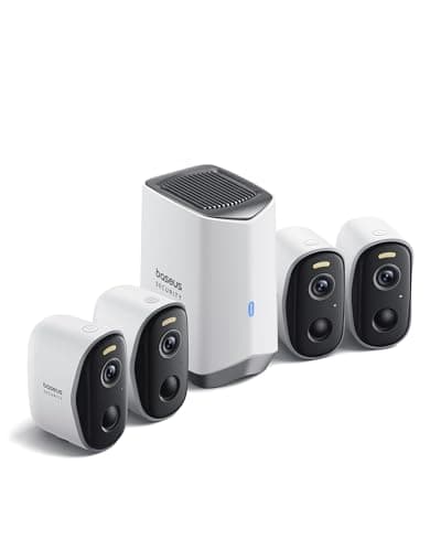 Baseus Wireless Cameras for Home Security, N1 4-Cam Kit with 2K Clarity, No Monthly Fee, 16TB Expandable Local Storage, 210-Day Battery Life, Spotlight & Alarm, Compatible with Alexa and Google Home