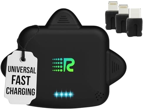 Rush Charge Universe 3 in 1 Portable Charger – 3300mah, Mini Power Bank Fast Charging Compatible with iPhone and Android Lightning, Type C, Micro-USB Charges 3 Devices at a Time Pre-Charged RC33 Black