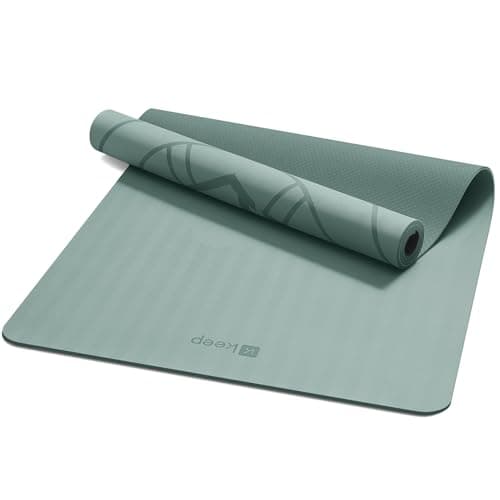 KEEP Professional Yoga Mat Non Slip for Men, 79"x39"x7mm Extra Wide and Long Exercise Mat, Anti-Tear High Density Thick Yoga Mat for Pilates, Fitness, Home and Workout, Green