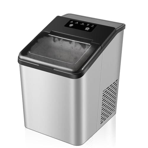 HAILANG Nugget Ice Maker Countertop, Pebble Ice Machine with Chewable Pellet Ice, 34Lbs/24H, Self-Cleaning, Portable Sonic Ice Maker Ready in 6 Mins, for Home/Kitchen/Office(Stainless Steels)