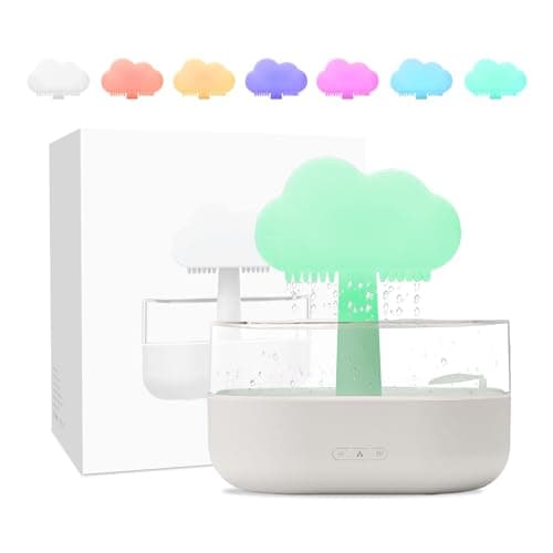 Rain Cloud Humidifier Water Drip, Mushroom Rain Lamp Waterfall, Aromatherapy Essential Oil Rain Diffuser, Raining Cloud Night Light with 7 Changing Colors for Sleeping
