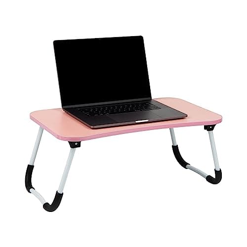 Mind Reader Lap Desk Laptop Stand, Bed Tray, Folding Legs, Couch Table, Portable, MDF, 23.25" L x 13.75" W x 10.5" H, Pink