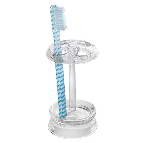 iDesign Franklin Plastic Toothbrush Holder Stand for Bathroom, Vanity Countertops in Master, Guest, and Kids' Bathrooms, 2.75" x 2.75" x 5", Clear