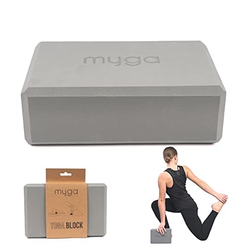 MYGA Yoga Block - Lightweight EVA Foam Yoga Brick - High Density Non-Slip Block for Yoga Poses, Pilates, Balance and Flexibility - Grey