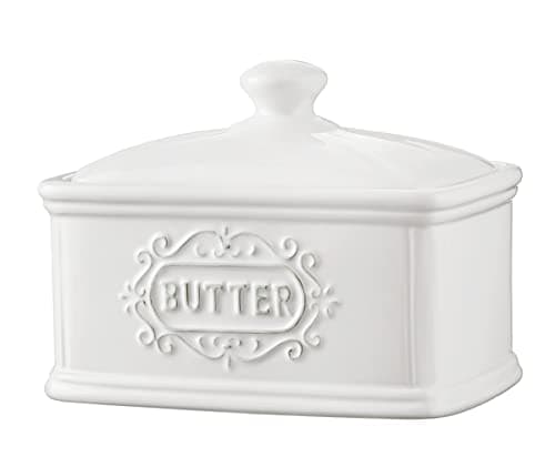 Large Hand-painted Ceramic Butter Dish With Lid LargeTAWCHES Butter Box Butter Keeper Crock for countertop And butter holder Vintage Kitchen Farmhouse Decor Butter Churner