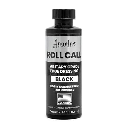 Angelus Roll Call Military Grade Edge Dressing – 3.6 Oz Black High-Gloss Finish for Leather Shoe Soles – Professional Shoe Care Polish