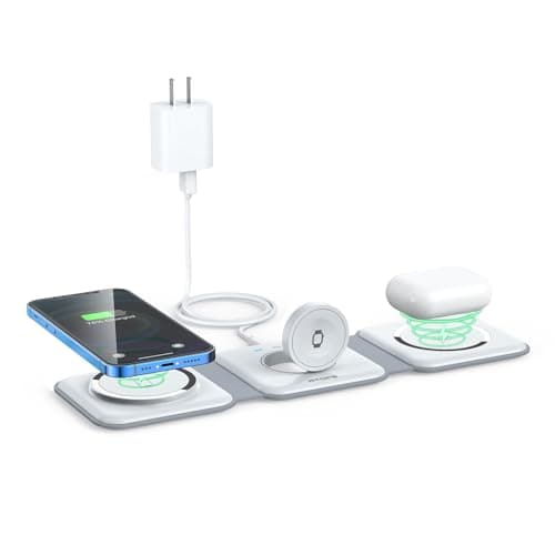 Wireless Charger 3 in 1,RTOPS Magnetic Travel Wireless Charging Station Multiple Devices,GaN 3 in 1 Charging Station,Compatible for iPhone16/15/14/13/Pro/Max,iWatch,earbud4/3/2/Pro(Adapter Includes)