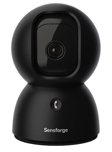 Sensforge 2.5K Indoor Pan-Tilt Dome Security Camera, 360° Coverage, AI Human & Pet Detection, Two-Way Talk, Dual-Band Wi-Fi (2.4G/5G), 64GB SD Card, Free Basic Plan, Optional Subscription (1, Black)