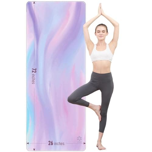 Sportneer Yoga Mat - 72” x 26” x 4mm Thick Extra Long and Wide Non Slip Exercise & Fitness Mat for for All Types of Yoga, Pilates & Floor Workouts, Home Gym Studio, Purple (Gradient Blue) - (Gradient Pink)