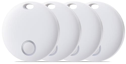 Reyke Smart Tag, Bluetooth Luggage Tracker, Works with Apple Find My (iOS Only), Item Locator for Key, Luggage, Backpack, Wallet, IP67 Waterproof, 4 Pack White