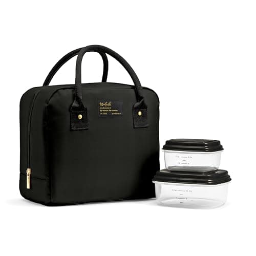 Fit & Fresh Lunch Bag For Women, Insulated Womens Lunch Bag For Work, Leakproof & Stain-Resistant Large Lunch Box For Women With Containers, Zipper Closure Bloomington Bag, Black