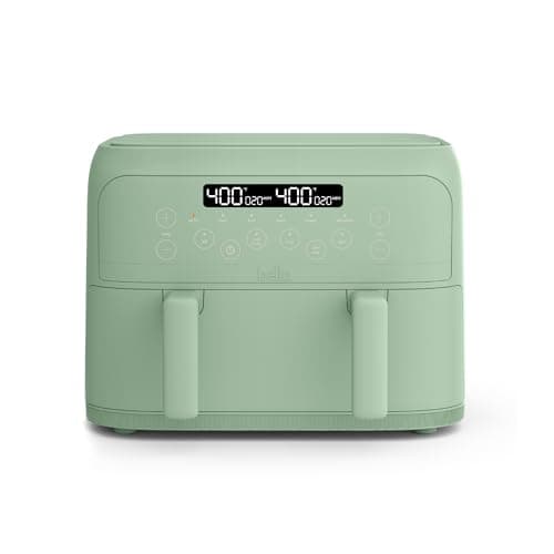 bella 4 Qt TriZone Air Fryer, EverGood™ Ceramic Nonstick Coating, Dual Basket Design w Removable Divider, Digital Touchscreen Control w 6 Preset Cooking Options, 1200 Watt, 3lb Capacity, Seaglass