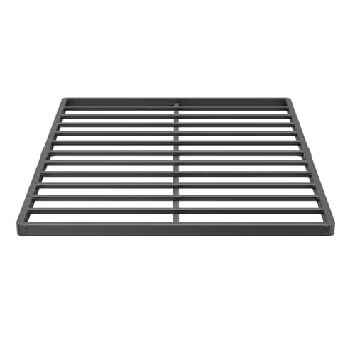 Askeld Full Bunkie-Board Only, 2 Inch Low Box-Spring with Steel Slats, Quick Lock Metal Frame Bed-Slat Replacement, Noise Free Mattress Surpoort Base, Upholstered Bed Accessories, Black