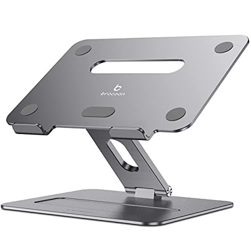 brocoon Adjustable MacBook Laptop Stand for Desk | Ergonomic Aluminum Laptop Riser with Heat-Vent, Compatible for 10-17" Laptops, Space Grey