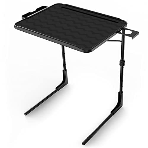 II PRO TV Tray Table - Folding Table with Cup Holder and Tablet Slot- Couch Desk for Working from Home, TV Trays for Eating, Portable and Adjustable TV Table, Black