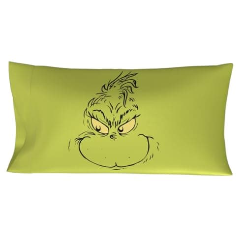 Franco Collectibles Grinch by Dr. Seuss Holiday Beauty Silky Satin King Size Pillowcase Cover 20x36 for Hair and Skin, (Officially Licensed Product)