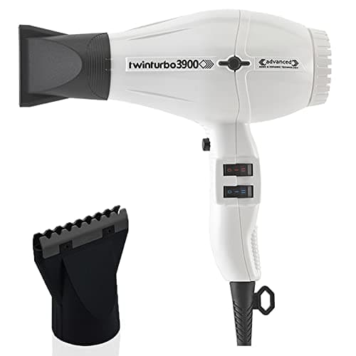 Turbo Power TwinTurbo 3900 Advanced Ionic & Ceramic Eco Friendly White Hair Dryer + M Hair Designs Hot Blow Attachment (Bundle) – Fast-Drying, Frizz-Control, Professional Hair Styling