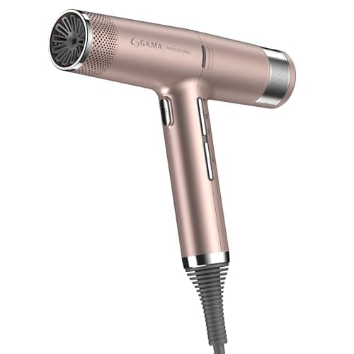 GAMA Italy Professional Hair Dryer - IQ2 Perfetto - Upgrade Kits Lightweight, Powerful Pro Salon Blow Dryer,Auto Standby,Turbo 120.000 RPM (10 oz), Rose Gold