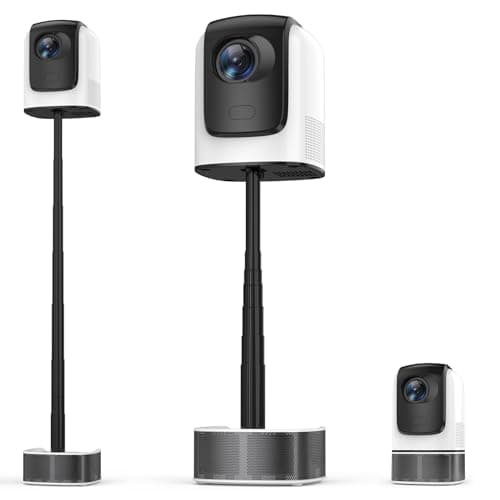 Unitedtime Projector with Integrated Stand WiFi and Bluetooth Native 1080p Support 4K 12000 Lumens for Home Theater Support HDMI, USB, PC, TV Box, iOS & Android Phone(TS1 White)