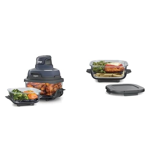 Ninja Air Fryer, 4QT Crispi System + 3 Containers with Storage Lids, Air Fryer, Microwave, Freezer & Dishwasher Safe, Non Toxic Portable Cooking System, Compatible with Ninja FN100 Crispi Series