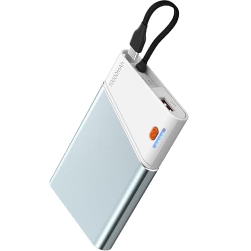 Aaoyun Portable Charger Power Bank, 10000mAh 22.5W PD Fast Charging Powerbank with Built-in USB C Cable, Slim External Phone Battery Pack for iPhone 17/16/15 Samsung S24 Android etc (Blue)