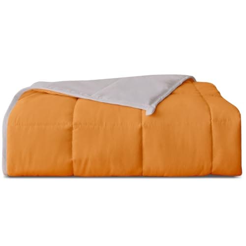 PRETTY NIGHT Weighted Blanket 15lbs Twin Size Orange Grey 48"x72" Weighted Blankets for Adults Heavy Blanket are Comfortable and Cozy