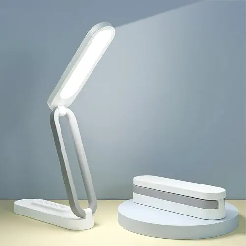 Giryuhd LED Desk Lamp for Office Home & Battery Operated Lamp Rechargeable Lamp Foldable & Portable Light, LED Desk Light Strip, 3 Brightness Dimmable Small Desk Lamp Wireless Reading Lamp (White)